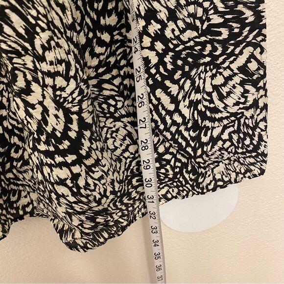 H&M puff sleeve off shoulder summer Dress black white print smocked S - Picture 7 of 8